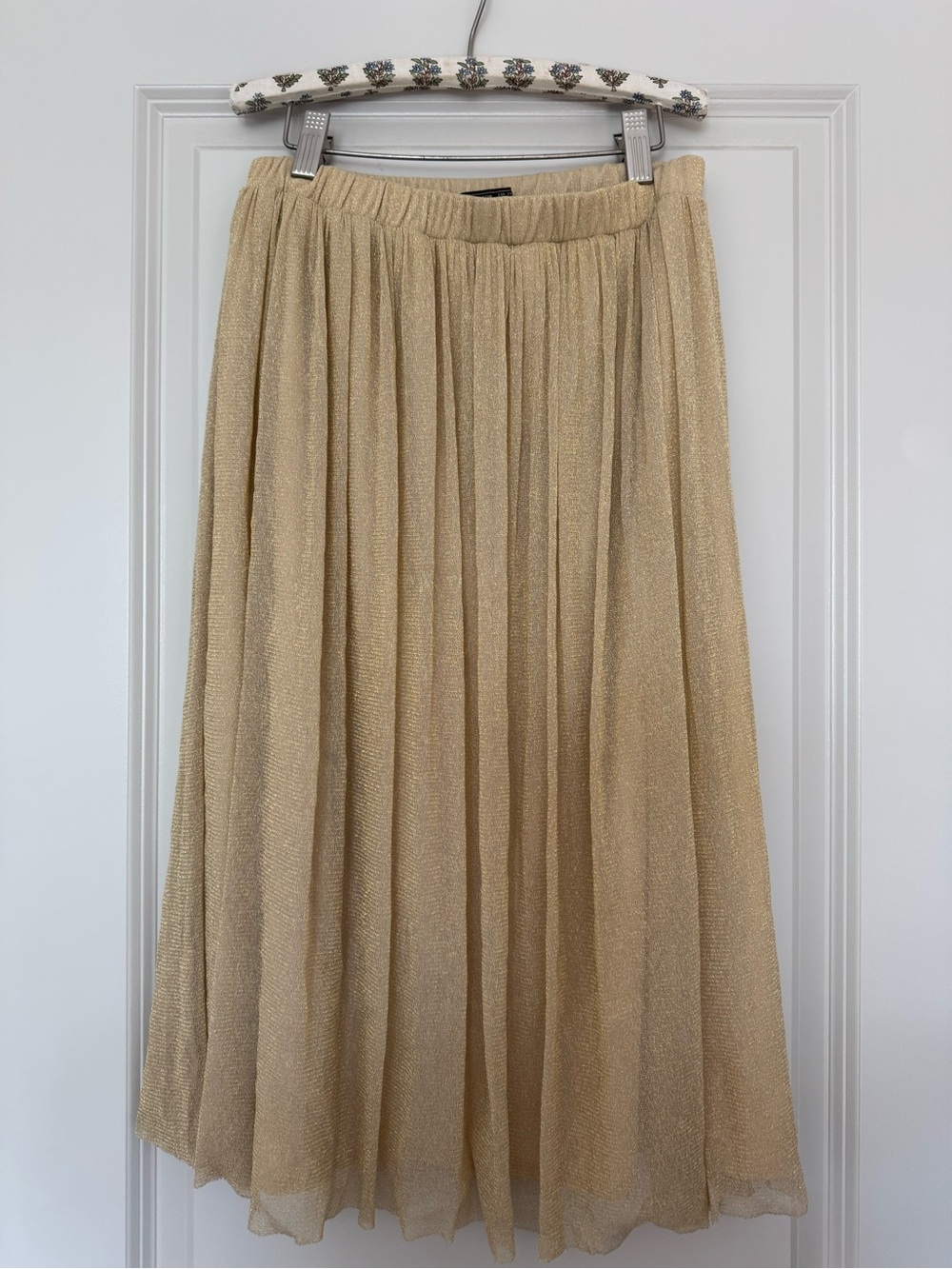 Zara TRF Collection- Gold Pleated Midi Skirt